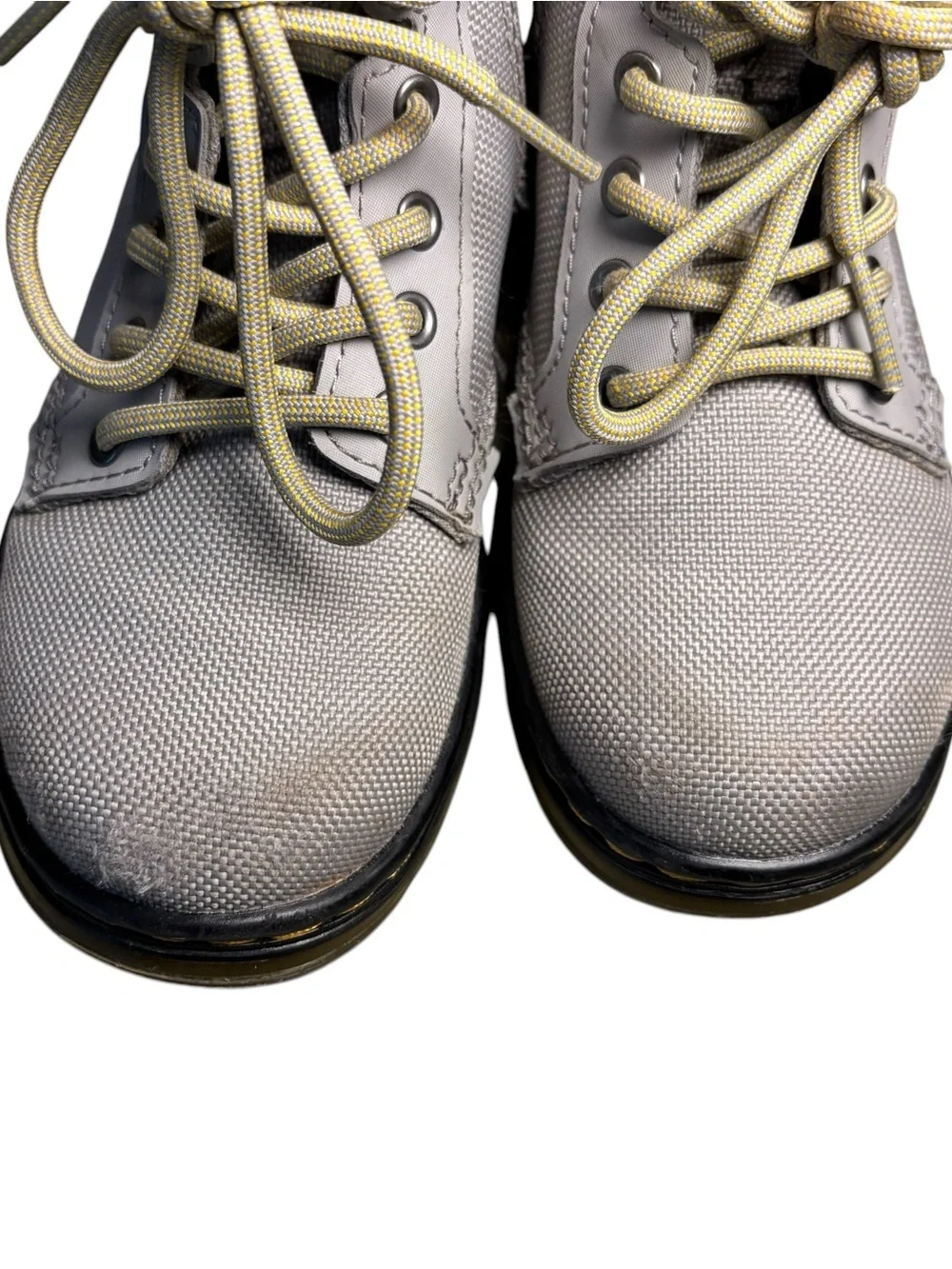 Dr Martens Kids Combs J Light Gray Lace-Up Canvas Combat Boots 11